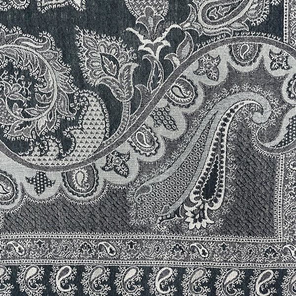 Wollschal PAISLEY, schwarz-grau, 180x70 cm, 100 % Wolle / CONTIGO Fairtrade Onlineshop