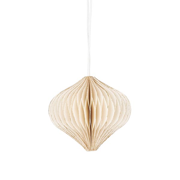 Papierdeko Origami 6,5cm ONION weiß, Goldrand / CONTIGO Fairtrade Onlineshop