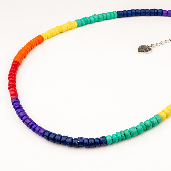 Halskette Mini Bits ONLY Rainbow PRIDE, Kokosnuss / CONTIGO Fairtrade Onlineshop