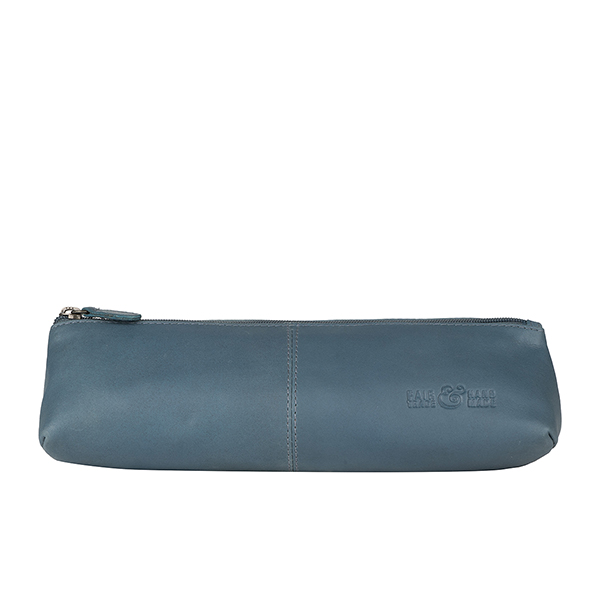 Stiftetasche Triangle rauchblau, Rindsleder