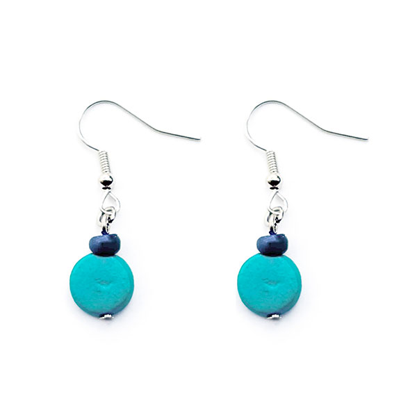 Ohrringe SIMPLE karibik blau, Kokosnuss