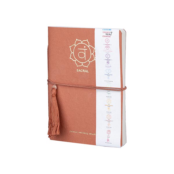 Notizbuch Chakra 18x13cm SACRAL, Recyclingpapier handgeschöpft / CONTIGO Fairtrade Onlineshop