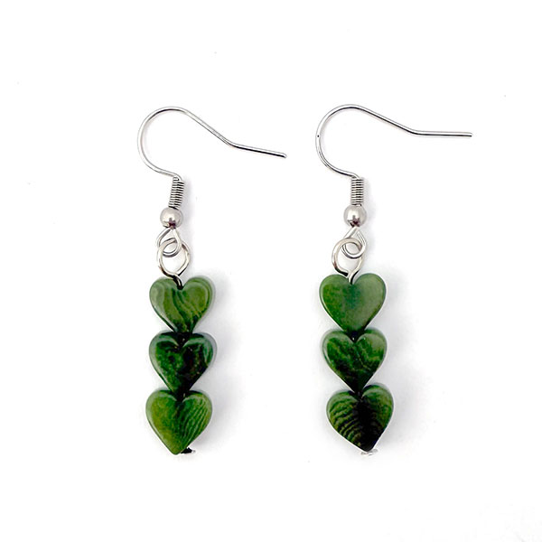 Ohrringe HERZCHEN Trio smaragd grün, Tagua
