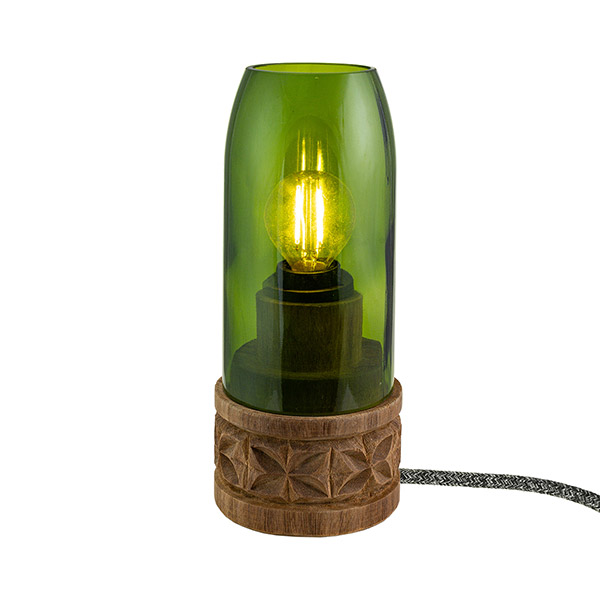Tischleuchte UROA grün, Weinflasche recycelt / CONTIGO Fairtrade Onlineshop