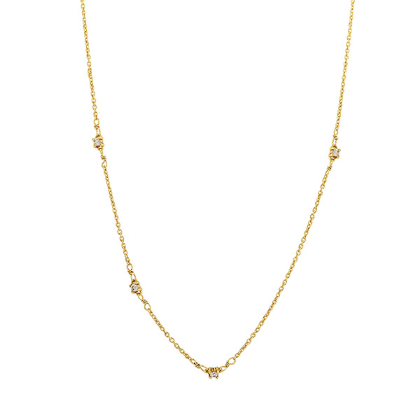 Halskette, ZIRKONIA, filigran, 22K vergoldet / CONTIGO Fairtrade Onlineshop