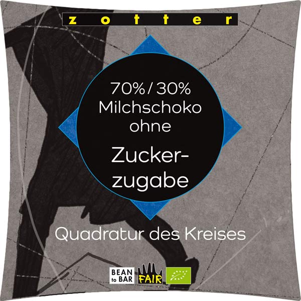 70% / 30%  Milchschoko ohne Zuckerzusatz 70g