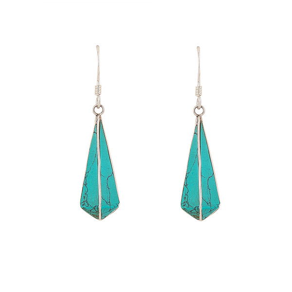 Ohrringe Obelisk groß Türkis Silber / CONTIGO Fairtrade Onlineshop