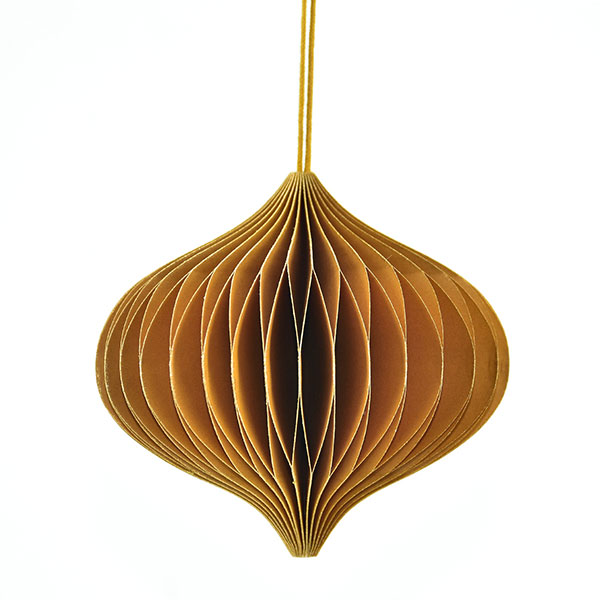 Papierdeko Origami 9cm ONION goldgelb, Goldrand / CONTIGO Fairtrade Onlineshop