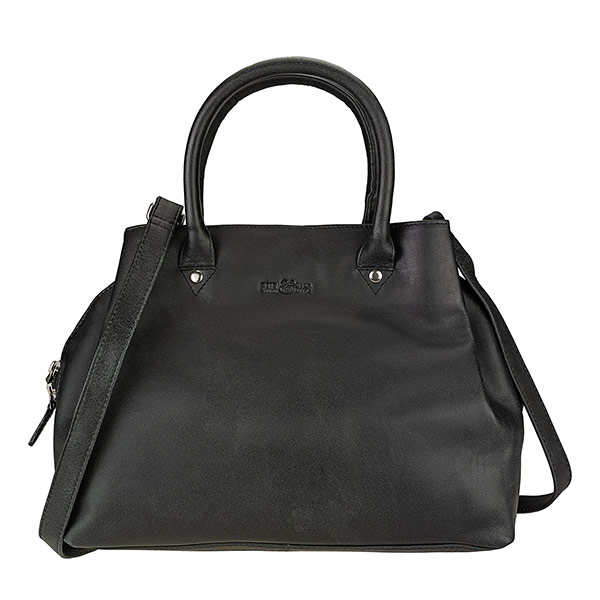 Handtasche Vintage-NORA  schwarz, Rindsleder