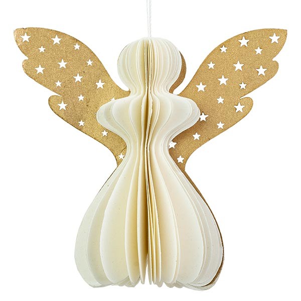 Papierdeko Engel Origami 7cm weiß Sterne, Papier / CONTIGO Fairtrade Onlineshop