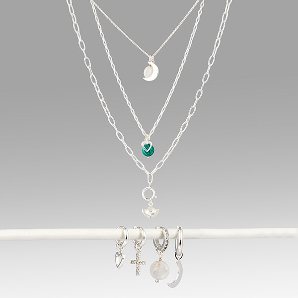 Anhänger, Halbmond, Mix&Match, versilbert / CONTIGO Fairtrade Onlineshop