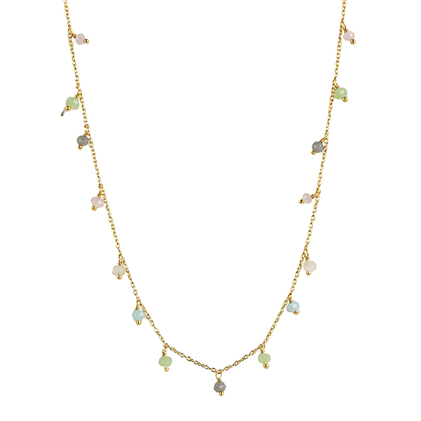 Halskette Chalcedon pastell, 22K vergoldet / CONTIGO Fairtrade Onlineshop