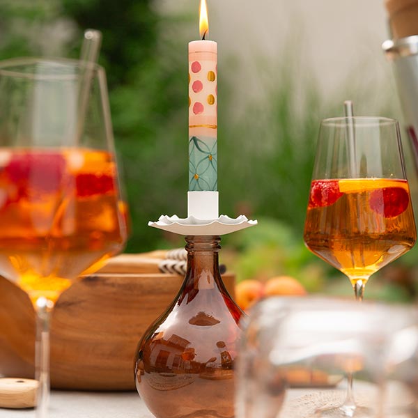 Kerzenhalter BOTTLENECK FLOWER weiß, Eisenblech / CONTIGO Fairtrade Onlineshop