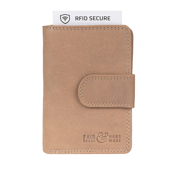 Börse FLAP 8,5x12cm taupe, Rindsleder