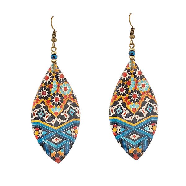 Ohrringe Long Drop XL blau-rot, Fliese