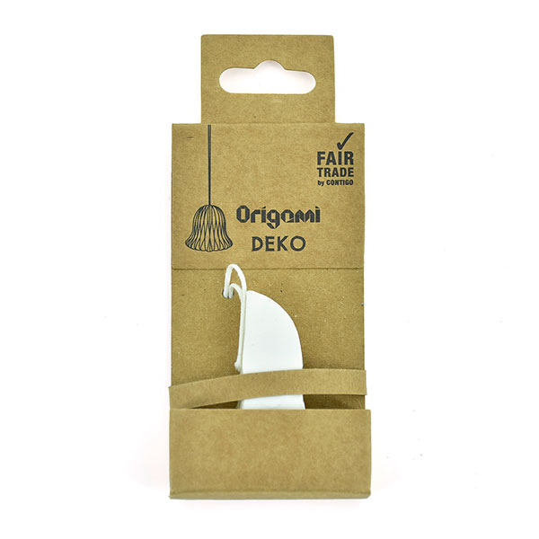 Papierdeko Origami GLOCKE, 5cm, weiß, Goldrand / CONTIGO Fairtrade Onlineshop