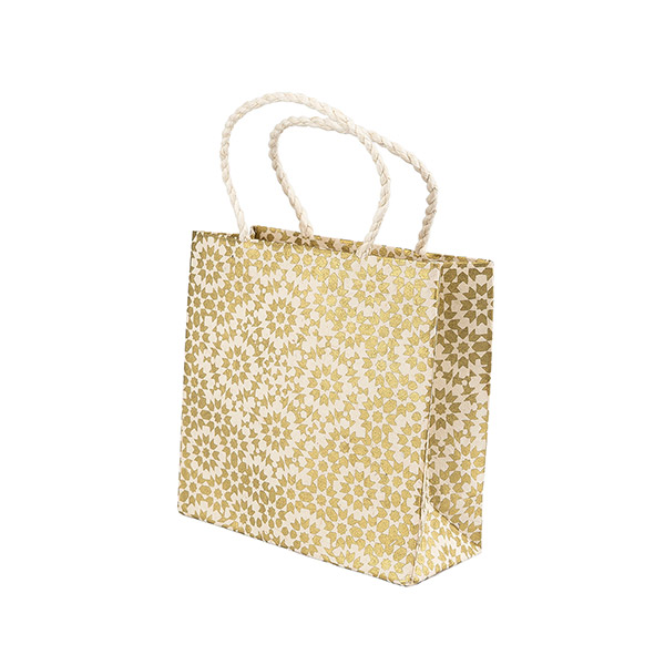 Geschenktüte XS MOSAIC, natur-gold, Loktapapier / CONTIGO Fairtrade Onlineshop