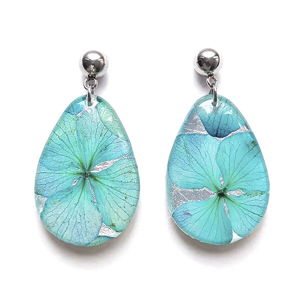 Ohrringe Drop BLÜTEN aqua, Edelstahl