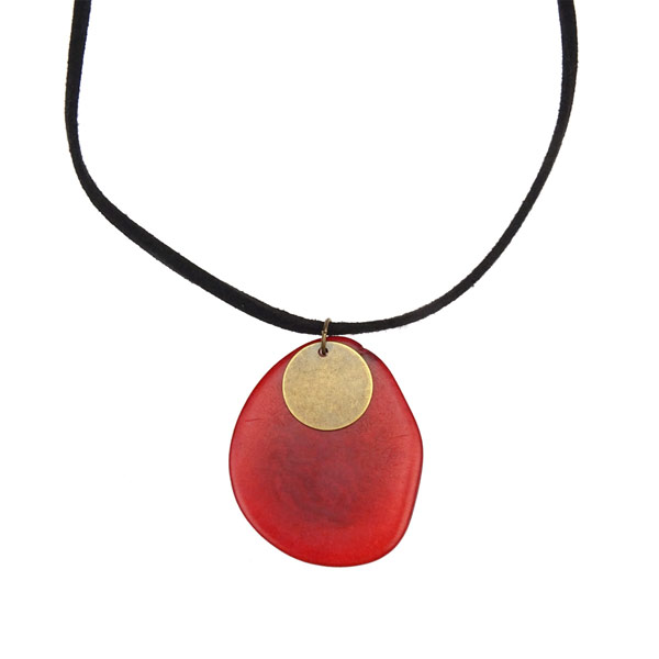 Halskette zweiteilig rot, Tagua