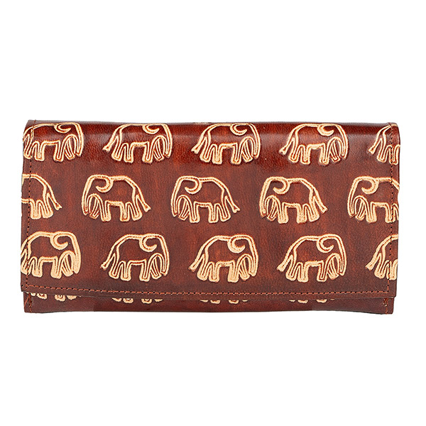Brieftasche lang ELEFANT toffee-braun, Ziegenleder / CONTIGO Fairtrade Onlineshop