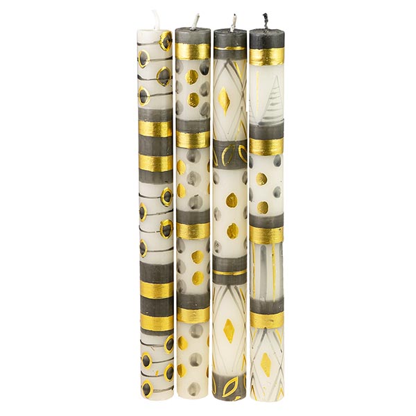Stabkerze 23cm BLACK & GOLD, Kapula / CONTIGO Fairtrade Onlineshop
