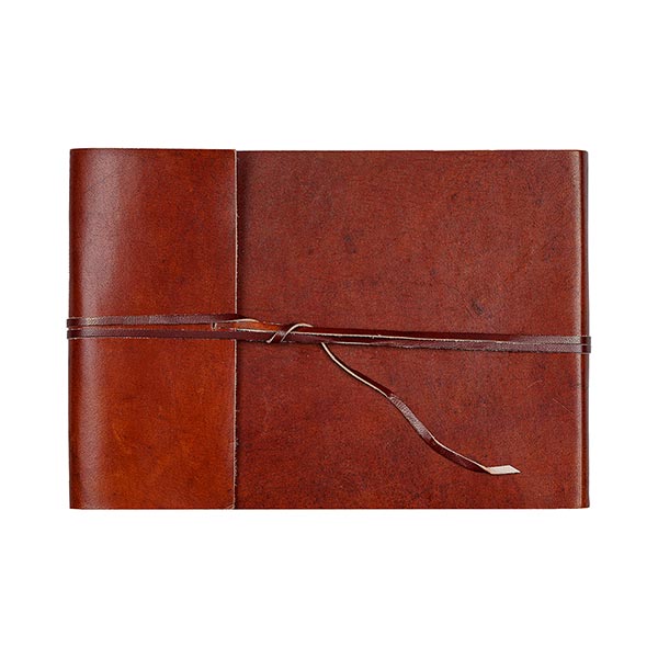 -10% Album, Gästebuch, braun 25x18cm mit STRAP, Leder SONDERPREIS