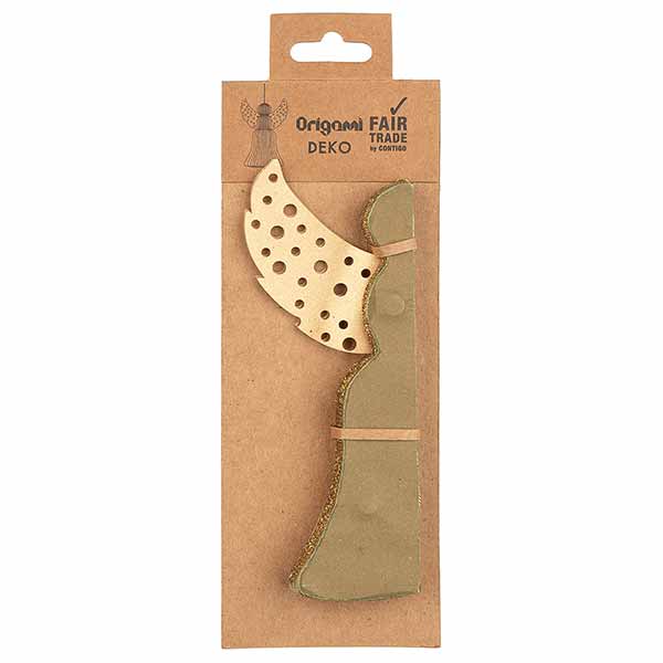 Papierdeko Engel Origami 17cm piniengrün Punkte, Glitter kaufen Papierdeko Engel Origami 17cm piniengrün Punkte, Glitter / CONTIGO Fairtrade Onlineshop