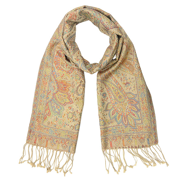 Schal PAISLEY vanille-blau-rot-mix, 165x35cm, Seide / CONTIGO Fairtrade Onlineshop