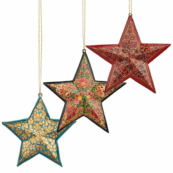 Anhänger Stern L Kaschmir handbemalt, Pappmaché / CONTIGO Fairtrade Onlineshop