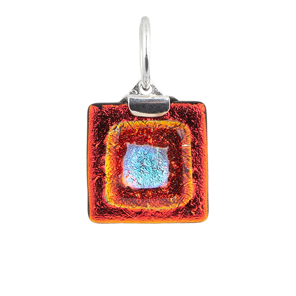 Anhänger CRISTAL QUADRAT sunny, Glas und Silber