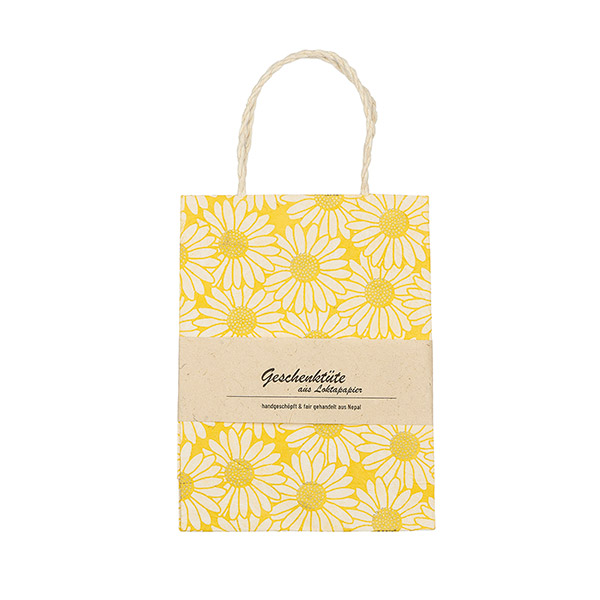 Geschenktüte S SONNENBLUME, gelb-natur-gold / CONTIGO Fairtrade Onlineshop