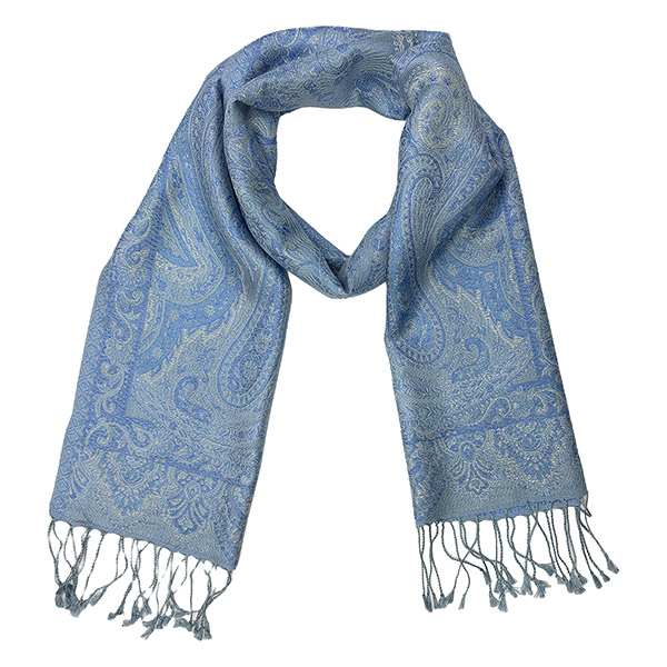 Schal PAISLEY blau-grau-mix, 165x35cm, Seide / CONTIGO Fairtrade Onlineshop