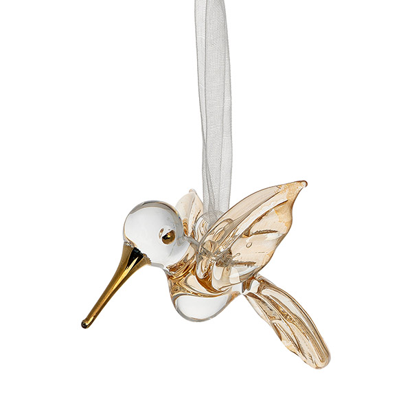 Glasdekoration Kolibri AZAFIR 7cm, amber-gold