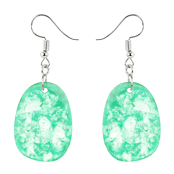 Ohrringe Oval Glitter, seegrün, Capiz