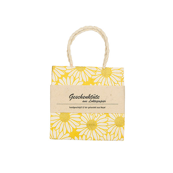 Geschenktüte XS SONNENBLUME, gelb-natur-gold / CONTIGO Fairtrade Onlineshop