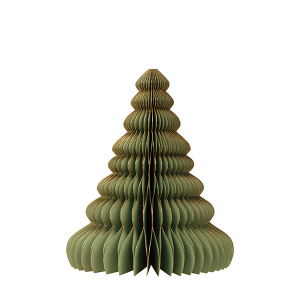 Weihnachtsbaum ORIGAMI 15 cm, piniengrün, Goldrand, Papier / CONTIGO Fairtrade Onlineshop