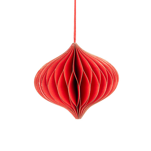 Papierdeko Origami 9 cm ONION rot, Goldrand