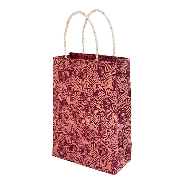 Geschenktüte S SCANDI DAISY FLOWER, koralle-beere, Loktapapier handgeschöpft