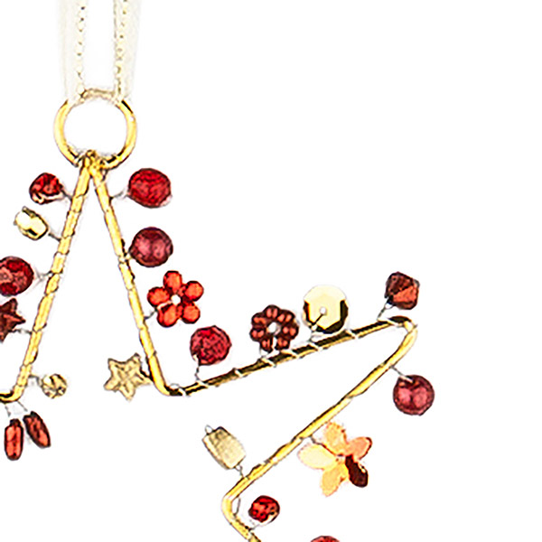 Perlendekoration Stern 10cm, rot-gold