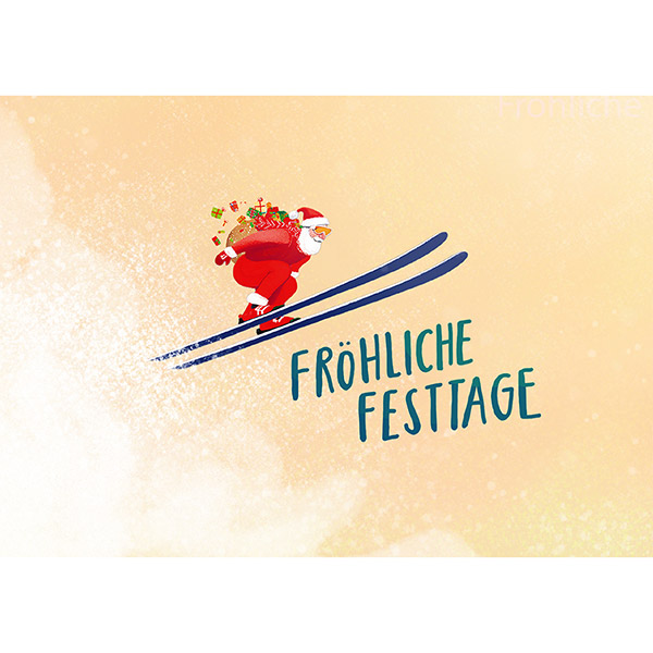 Grußkarte M Weihnachtsskisprung / CONTIGO Fairtrade Onlineshop