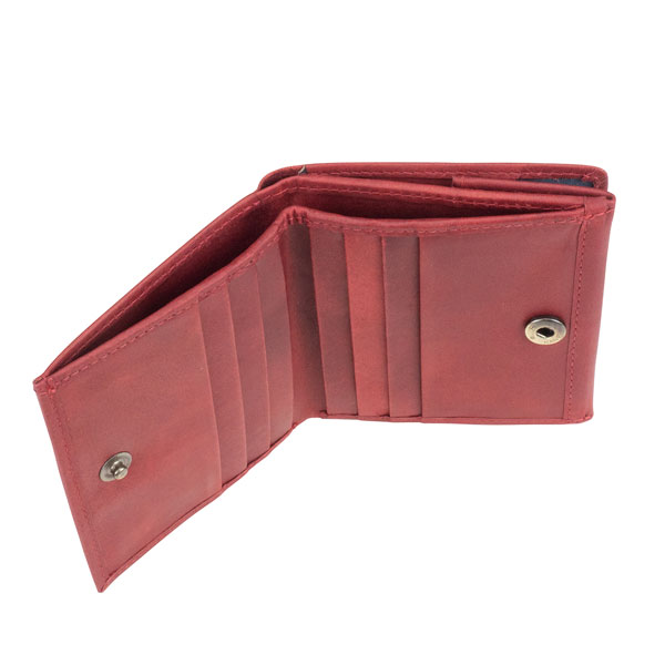 Börse VIENNA 9x10cm Vintage rot RFID-secure, Rindsleder / CONTIGO Fairtrade Onlineshop