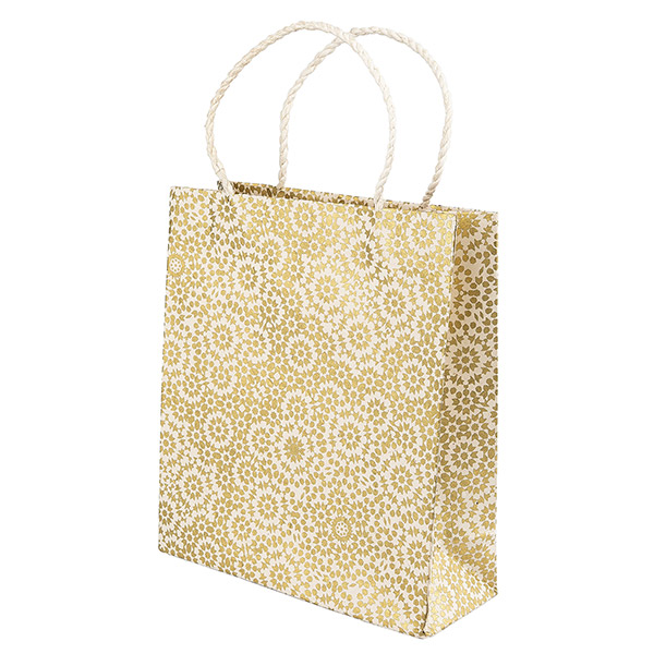 Geschenktüte M MOSAIC, natur-gold, Loktapapier / CONTIGO Fairtrade Onlineshop
