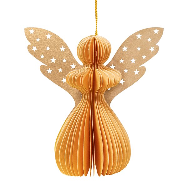 Papierdeko Engel Origami 7cm goldgelb Sterne, Papier