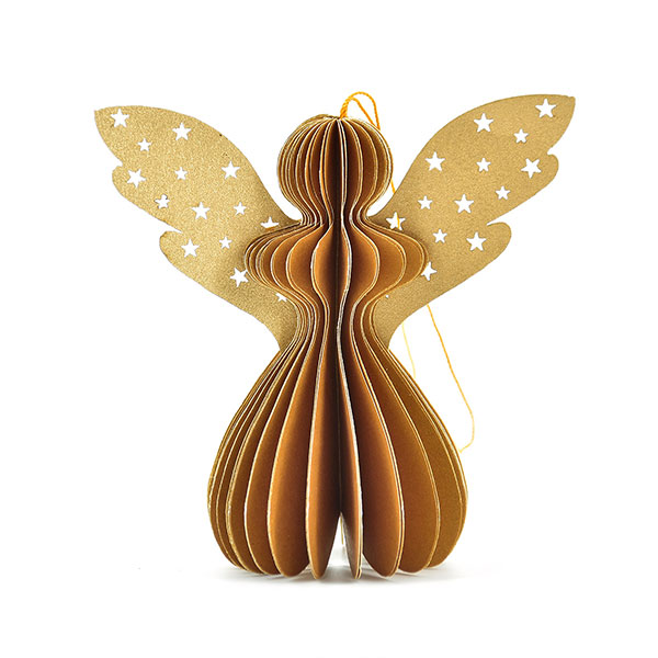 Papierdeko Engel Origami 7cm goldgelb Sterne, Papier / CONTIGO Fairtrade Onlineshop