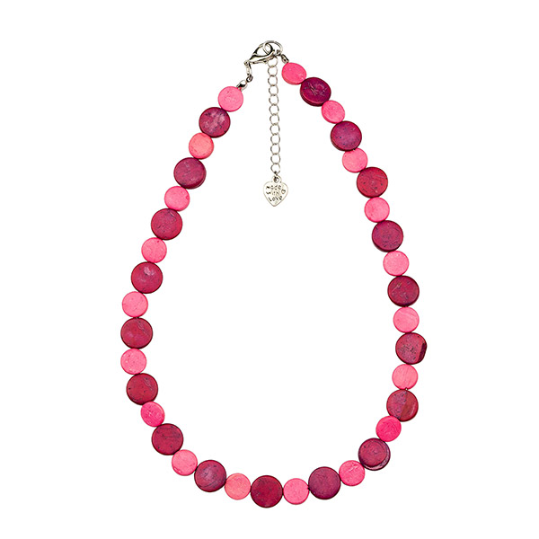 Halskette Puntos einreihig rosa-pink, Kokosnuss / CONTIGO Fairtrade Onlineshop