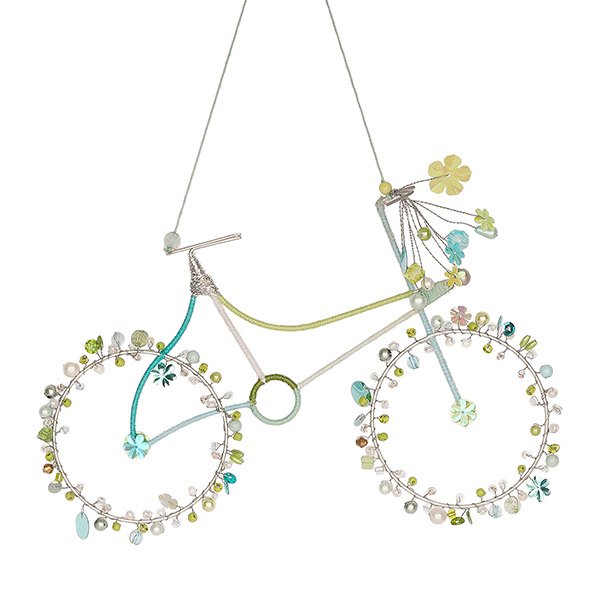 Perlendekoration FAHRRAD 24x17cm, aqua