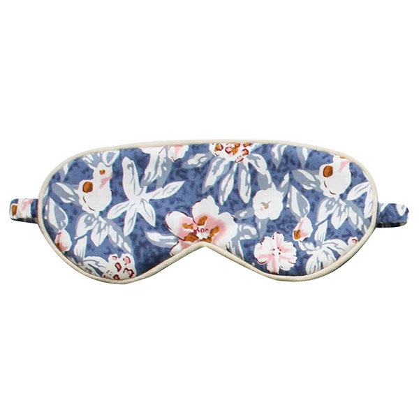 Schlafmaske JEANS FLOWERS, blau, weiß, Baumwolle+Polyester-Satin
