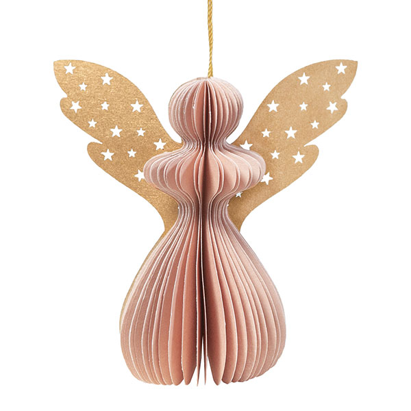 Papierdeko Engel Origami 7cm rosa Sterne, Papier / CONTIGO Fairtrade Onlineshop