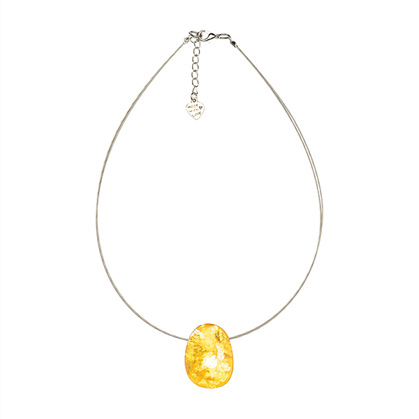 -24% Halskette Oval Glitter, goldgelb, Capiz SONDERPREIS