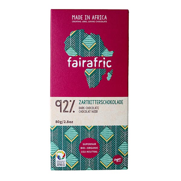 fairafric - Zartbitterschokolade Dark 92%  80g BIO, vegan